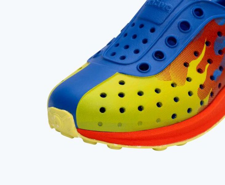Native UV Blue/Fire Red/Chartreuse Flame/Celery Speckle Rubber Youth Robbie Sugarlite Print Shoes 13110601-4086