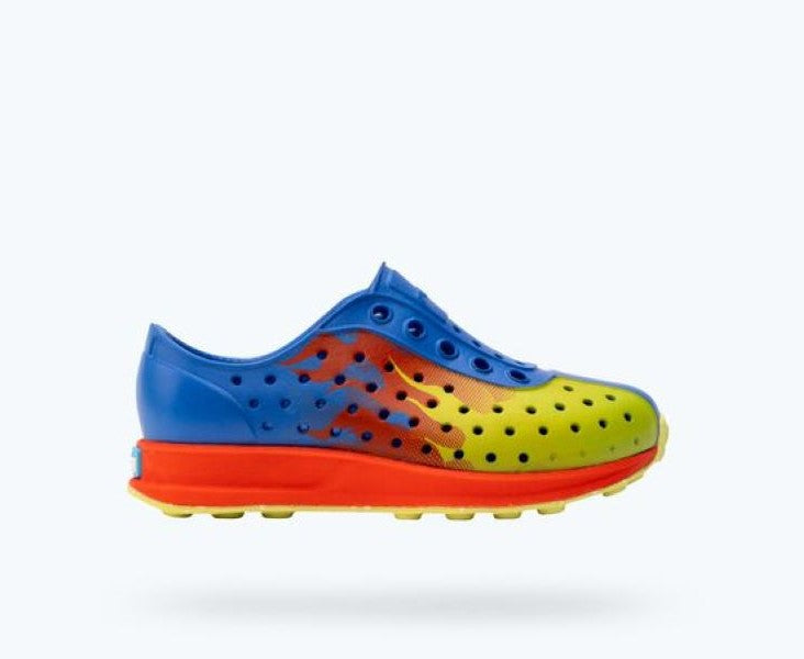 Native UV Blue/Fire Red/Chartreuse Flame/Celery Speckle Rubber Youth Robbie Sugarlite Print Shoes 13110601-4086