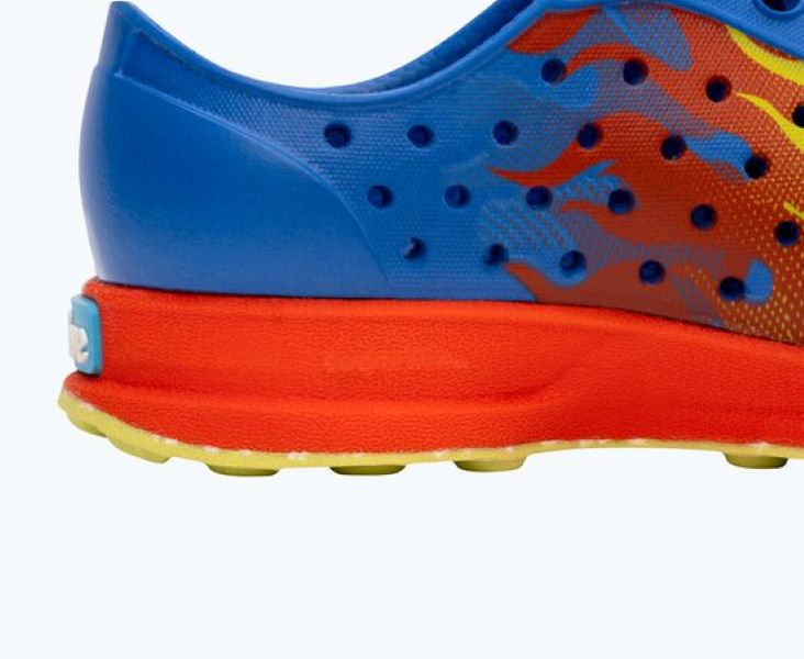 Native UV Blue/FireRed/Chartreuse Flame/Celery Speckle Rubber Youth Robbie Sugarlite Shoes 15110601-4086