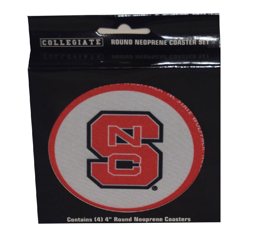 NC State Collegiate 4 Inch Round Neoprene Coaster Set 436357