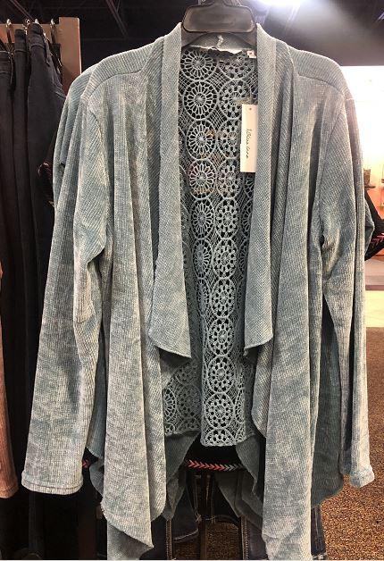 New Direction Dark Blue Womens Long Sleeve Chennile Lace Back Cardigan 32198BL