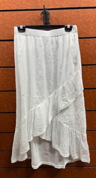 New Direction Ladies White High Low Faux Wrap Skirt 33200