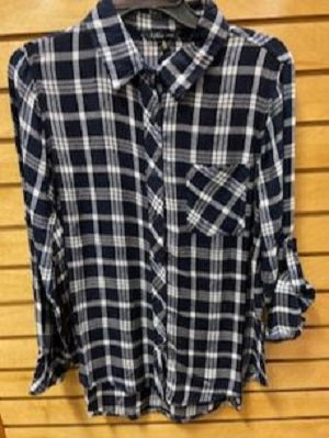 New Direction Women's Black 1 Pocket Button Up Shirt 81601BL