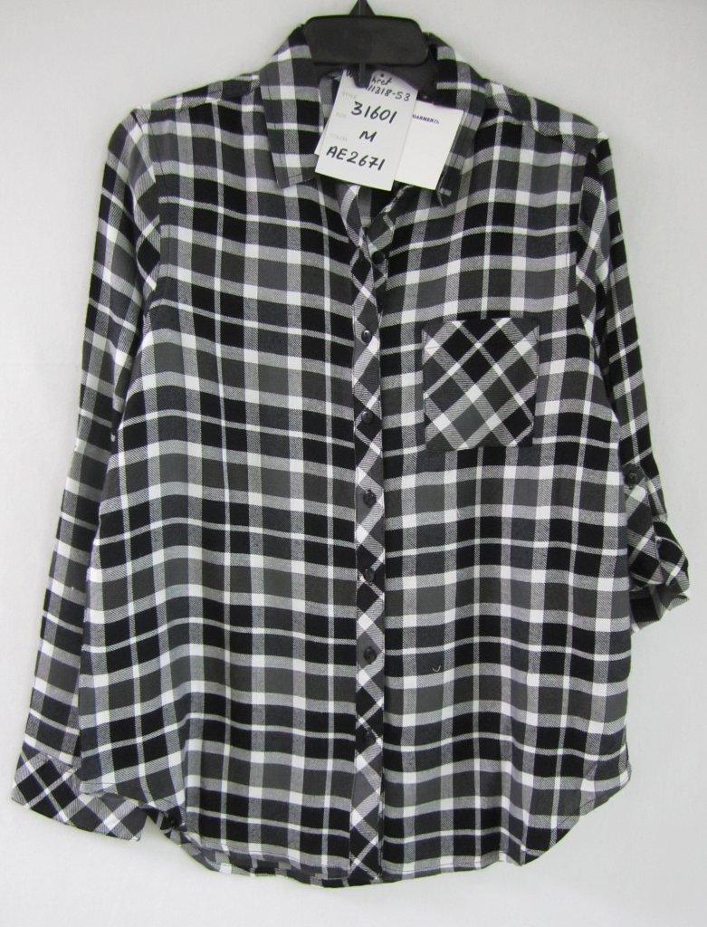 New Direction Women's Black/Grey Roll Sleeve Top