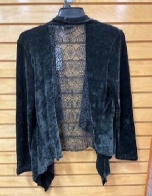 New Direction Women's Black Long Sleeve Chennile Cardigan 32198BL