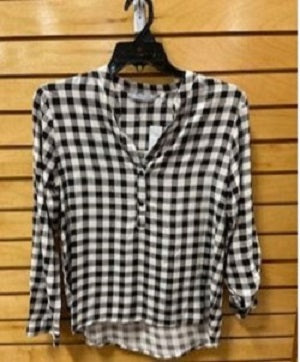 New Direction Women's Black/White Roll Sleeve Top 31460-1265