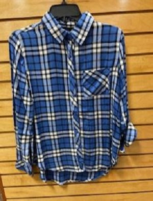 New Direction Women's Blue 1 Pocket Button Up Shirt 81601BL