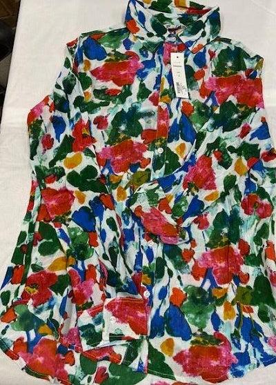 New Direction Women's Multi Print Button Down Top 63250
