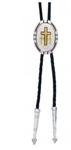 New Traditions Four Directions Bolo Tie with Triple Cross Figure