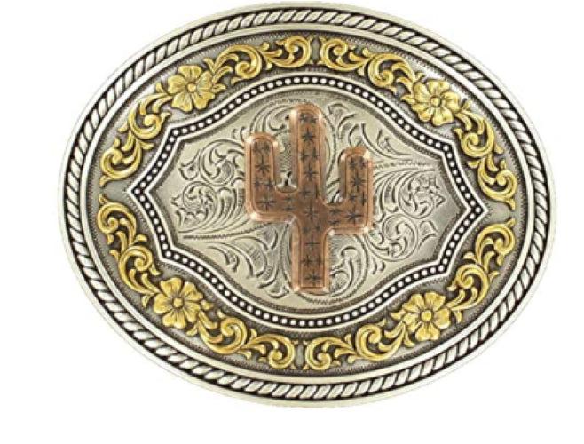 Nocoma Men's Tri-metal Cactus Oval Buckle 37701