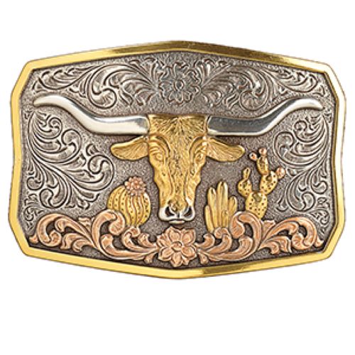 Nocona Antiqued Silver Rectangular Raised Cross Men's Buckle 37910