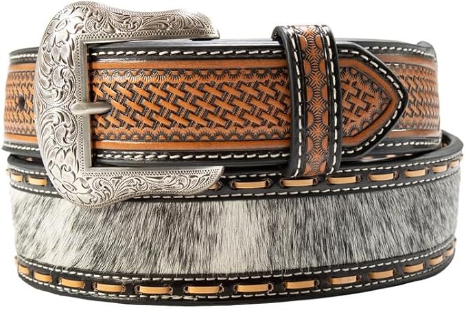 Nocona Black Western Calf Hair Inlay Basketweave Men's Belt N210009501