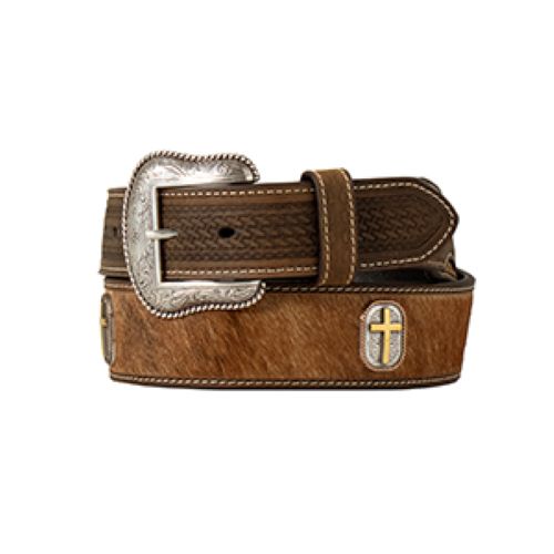 Nocona Brown Men's Genuine Leather Calf Hair Body Men's Tapered Belt N210008102