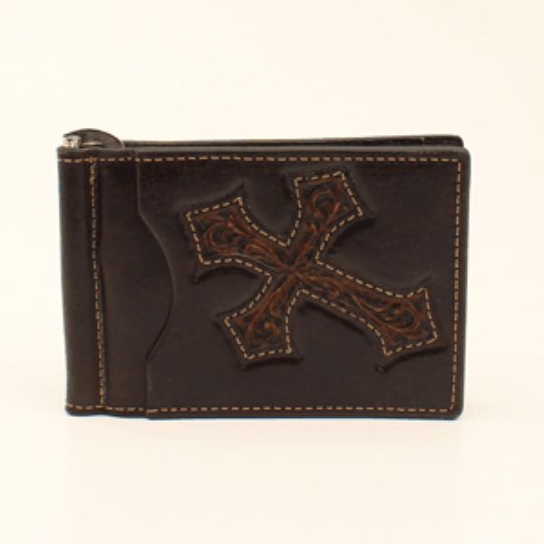 Nocona Mens Bifold Money Clip with Cross Embossing N5487144