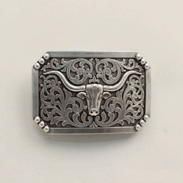 Nocona Rectangle Smooth Edge Mens Longhorn Buckle 37596