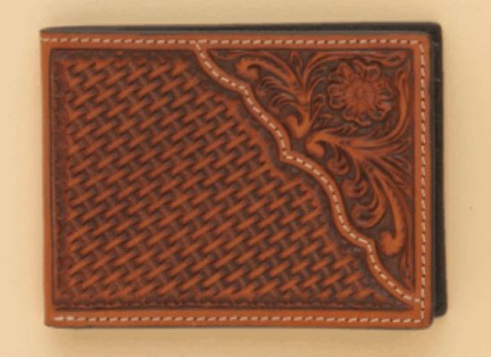 Nocona Tan Pro Series Men's Bi-Fold Wallet with Basket Weave Design N5446708
