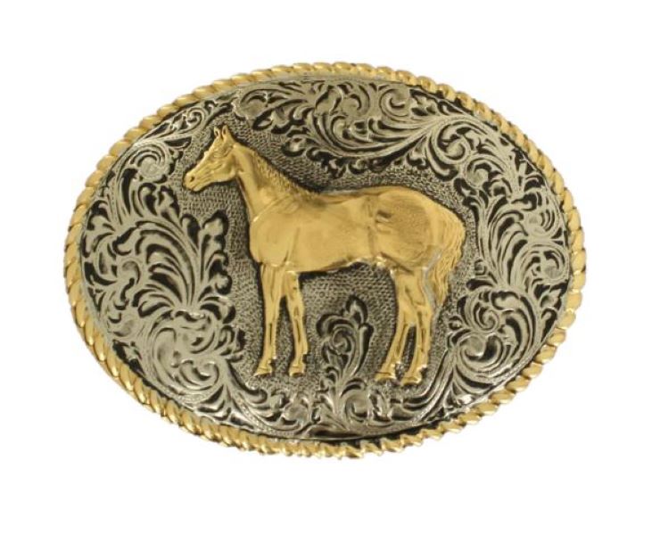 Nocona Two Tone Standing Horse Mens Buckle 37404