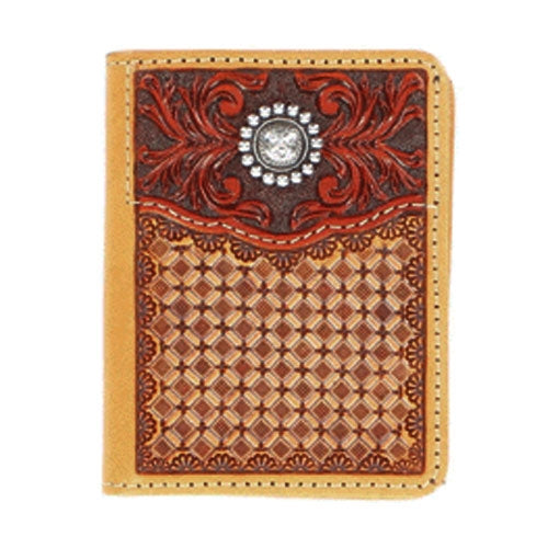 Nocona Western Bifold Stamped Leather Brown Mens Wallet N5469648