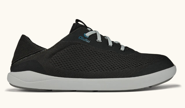 Olukai Black and Blue Coral Moku Pae Men's No Tie Boat Shoes 10472-40QS