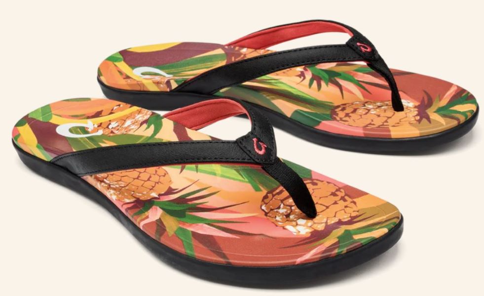 Olukai Black/Pineapple Hoopio Hau Women's Sandals 20437-40PZ