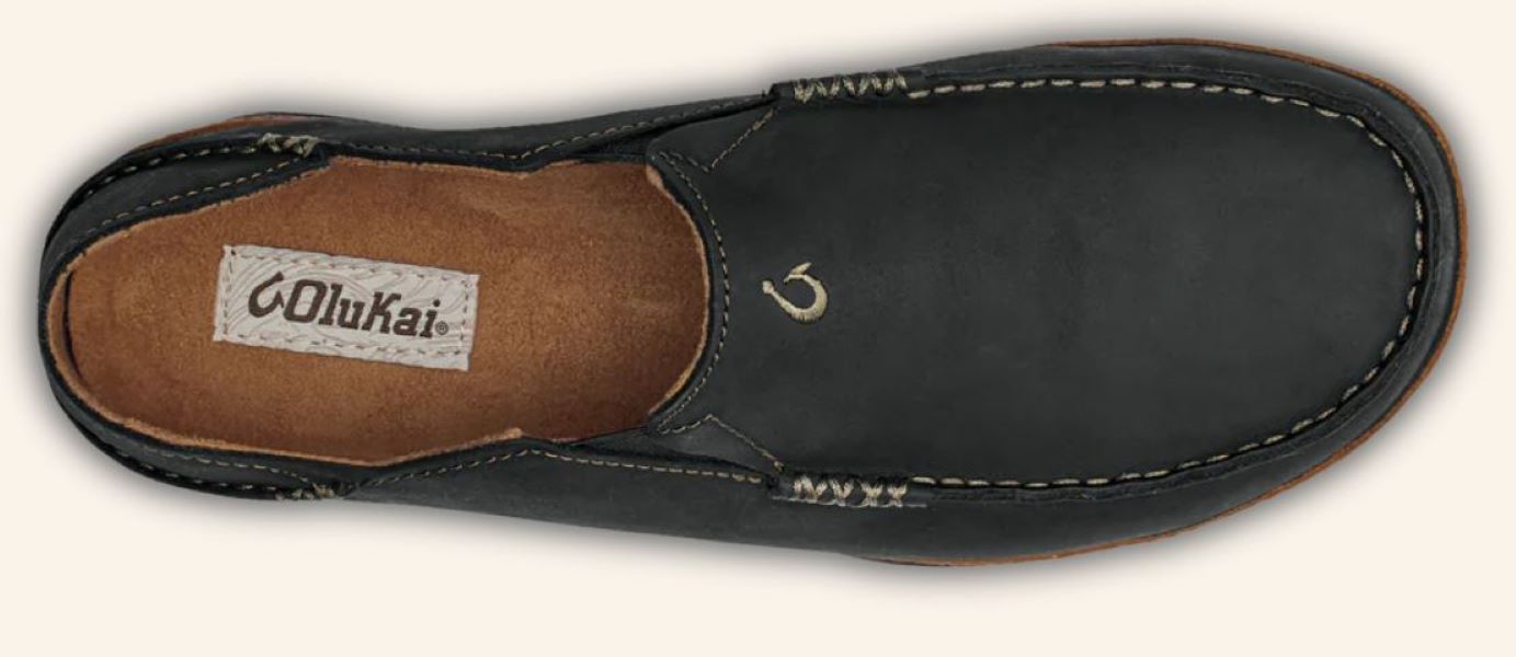 Olukai Black/Toffee Moloa Slip-On Mens Comfort Casual Shoes 10128-4033