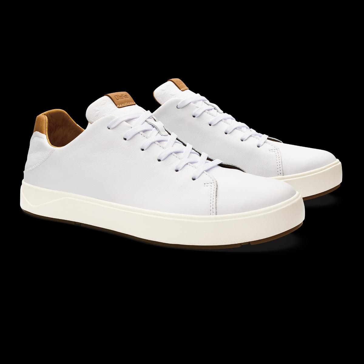 Olukai Bright White Lae'ahi Li 'Ili Men's Waterproof Leather Sneakers 10455-WBWB