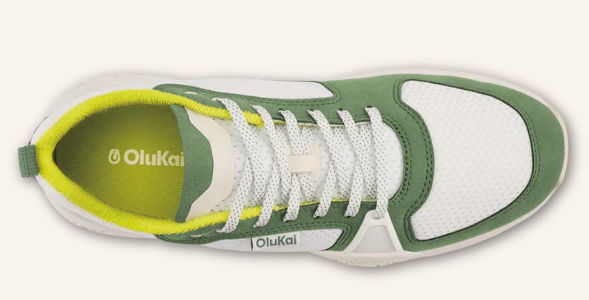 Olukai Bright White/Leaf 'Anau Men's Pickleball Shoes 10545-WBSE