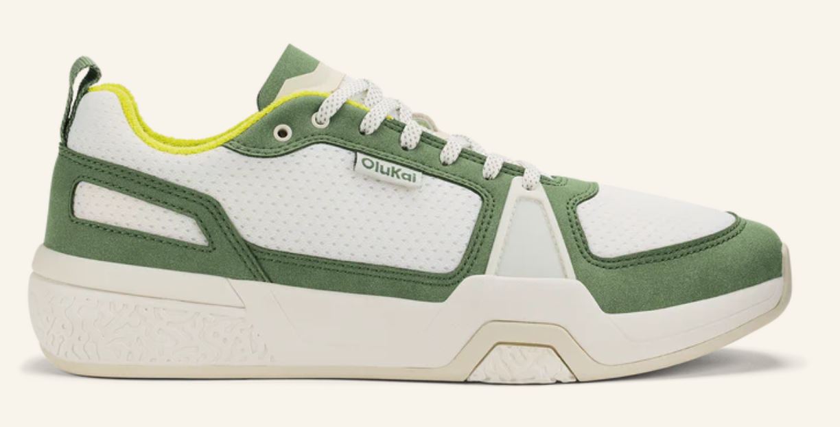 Olukai Bright White/Leaf 'Anau Men's Pickleball Shoes 10545-WBSE