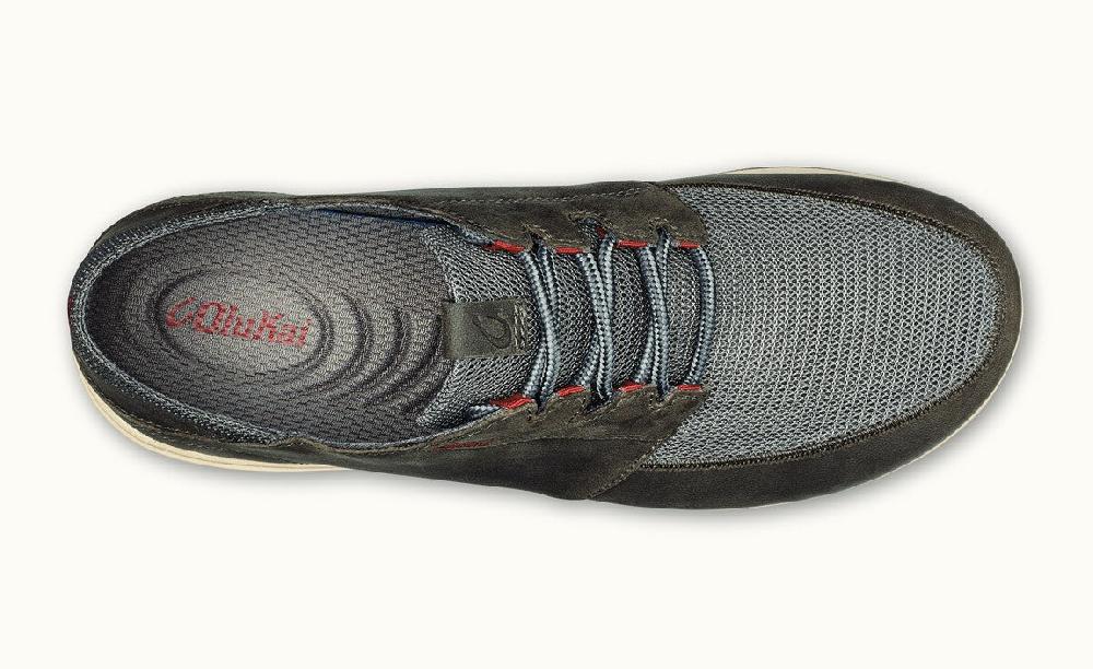 Olukai Charcoal Makia Lace Mens Comfort Shoes 10362-2626