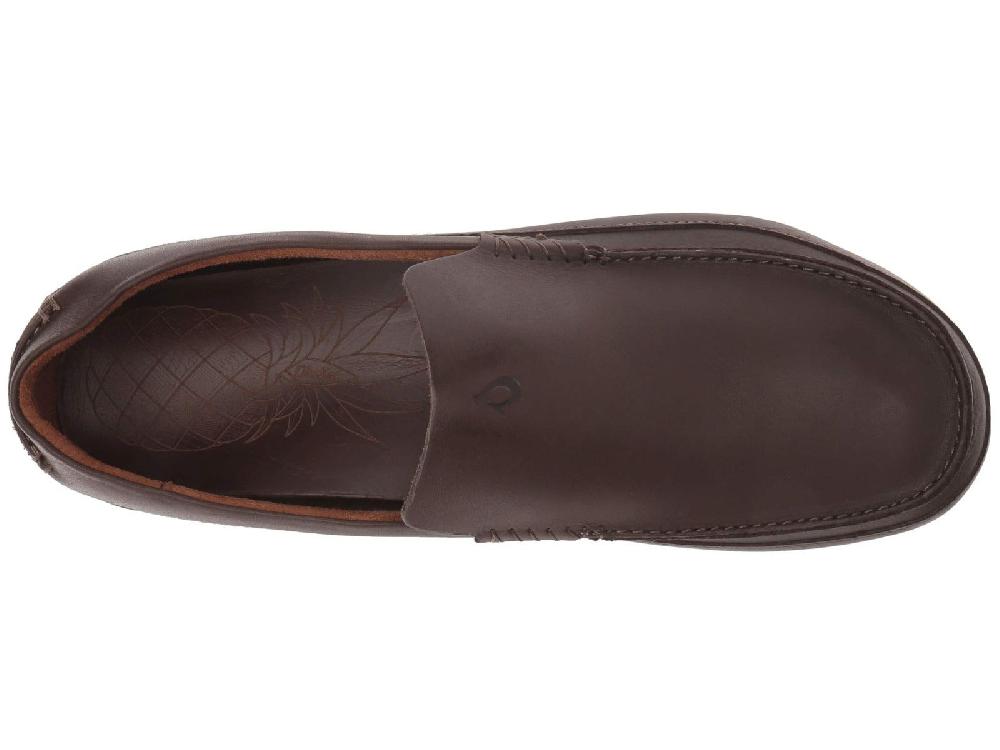 Olukai Dark Brown Kulana Mens Leather Mens Comfort Shoes 10380-6363