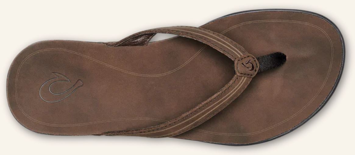 Olukai Dark Java Aukai Womens Everyday Leather Sandals 20442-4848