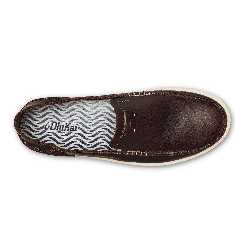 Olukai Dark Java Kakaha Men's Leather Slip-On Shoes 10490-4848