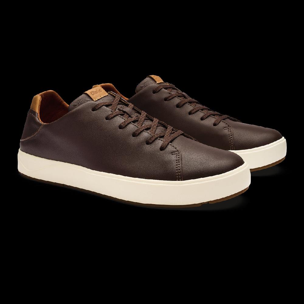 Olukai Dark Java Lae'ahi Li'Ili Men's Waterproof Leather Sneakers 10455-4848