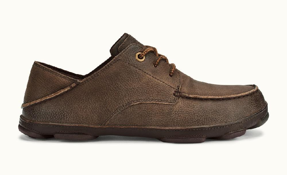 Olukai Dark Wood/Dark Wood Hamakua Poko Mens Comfort Lace Up Shoes 10342-2763