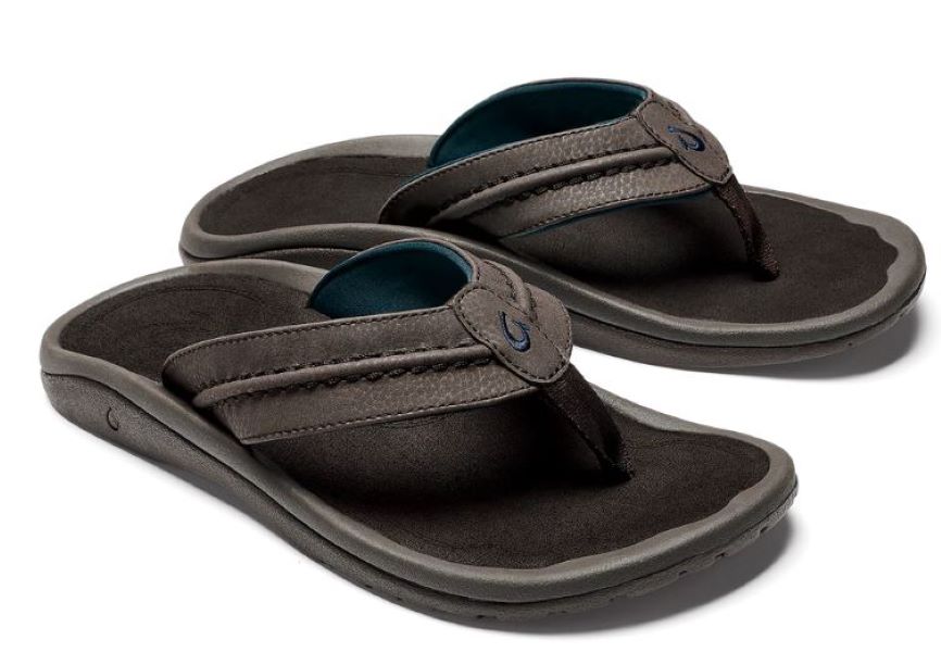 Olukai Dark Wood Hokua Mens Beach Sandals 10161-6363