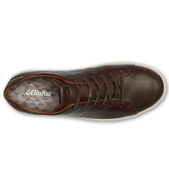 Olukai Dark Wood Laeahi Lilli Mens Leather Sneaker 10455-6363