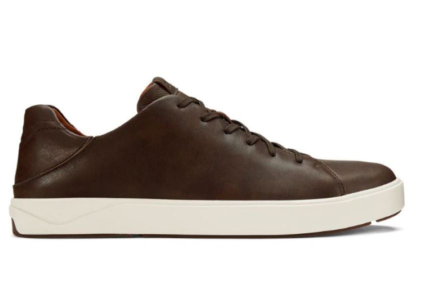 Olukai Dark Wood Laeahi Lilli Mens Leather Sneaker 10455-6363