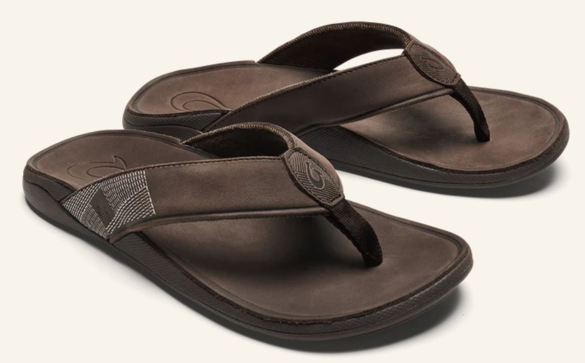 Olukai Dark Wood Tuahine Mens Comfort Sandals 10465-6363