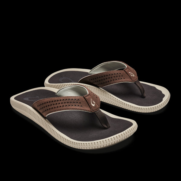 Olukai Dark Wood Ulele Mens Beach Sandals 10435-6363