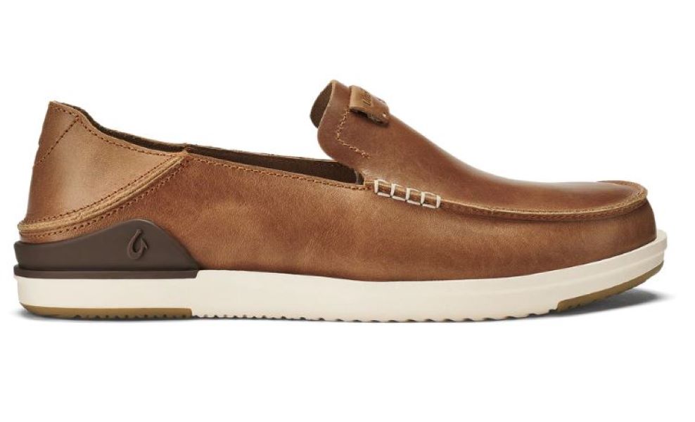 Olukai Fox Kakaha Mens Leather Slip On Loafer Shoes 10490-FXFX