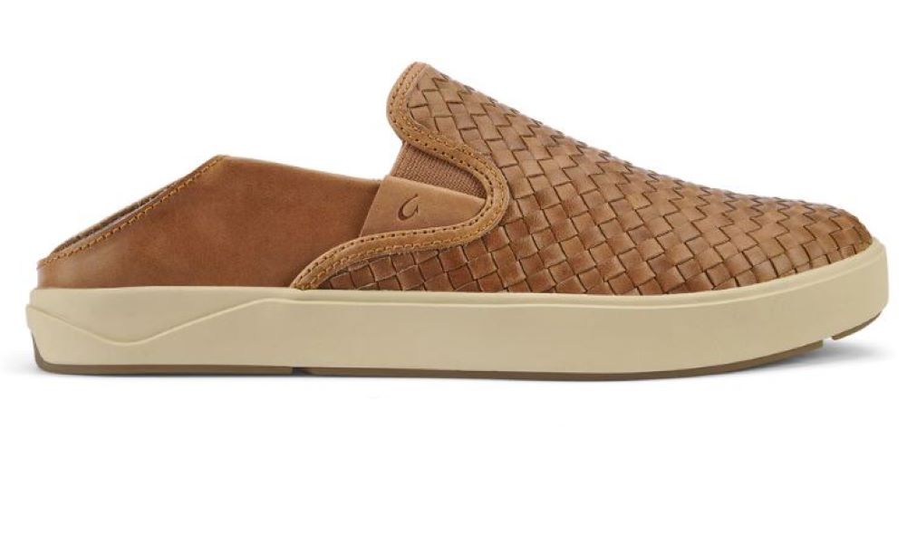 OluKai Fox Laeahi Lauhala Mens Leather Slip On Sneakers 10486-FXFX