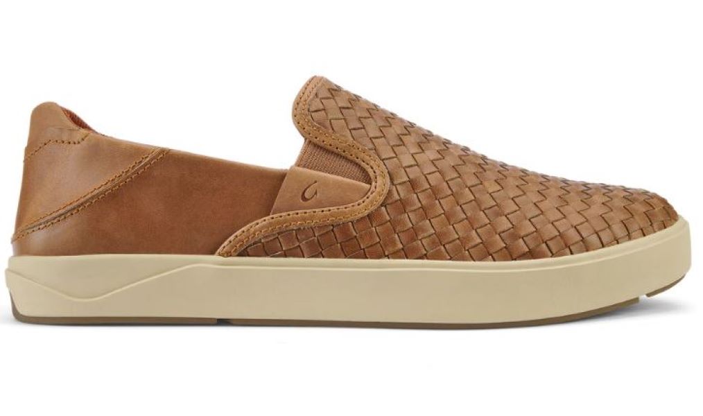 OluKai Fox Laeahi Lauhala Mens Leather Slip On Sneakers 10486-FXFX