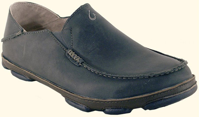 Olukai Moloa Slip On Black Leather Mens Casual 10128-7A7C