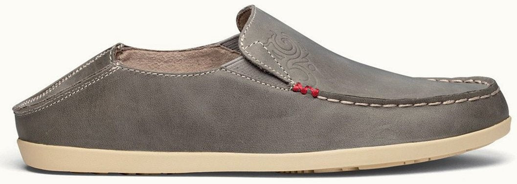 Olukai Nohea Nubuck Basalt/Tapa Leather Slip-On Comfort Womens Shoes 20174-8A20