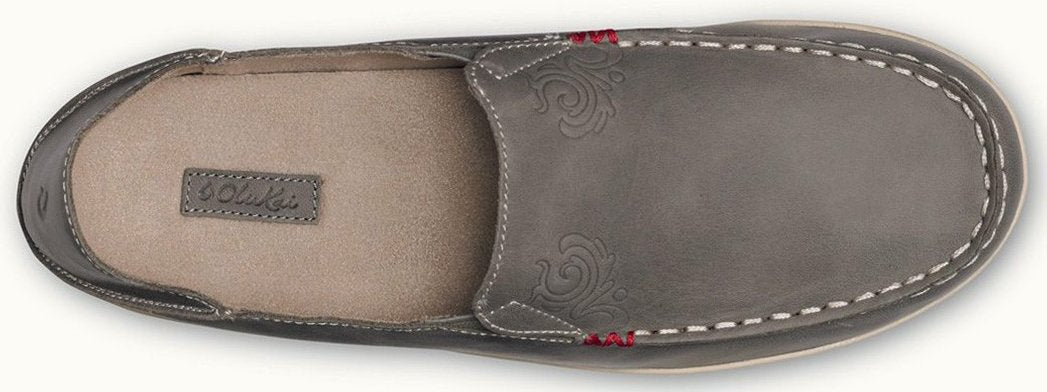 Olukai Nohea Nubuck Basalt/Tapa Leather Slip-On Comfort Womens Shoes 20174-8A20