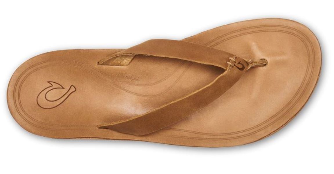 Olukai Nonohe Sahara With Golden Sand Nonohe Womens Leather Sandals 20440-FMGS
