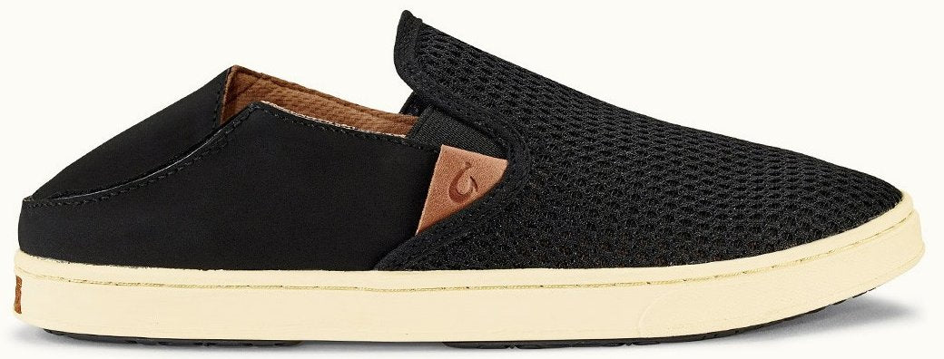 Olukai Pehuea Black Mesh Slip-On Comfort Womens Shoes 20271-4040
