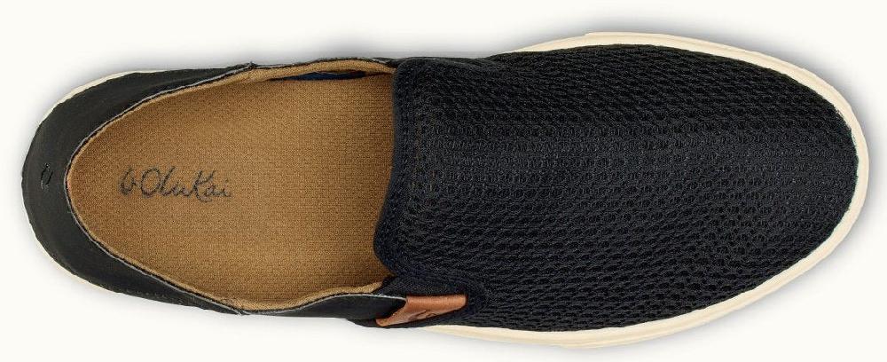 Olukai Pehuea Black Mesh Slip-On Comfort Womens Shoes 20271-4040