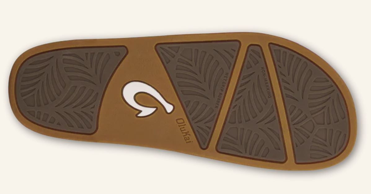 Olukai Puka/Tan Kipe'a Olu Women's Leather Slide Sandals 20460-6A34