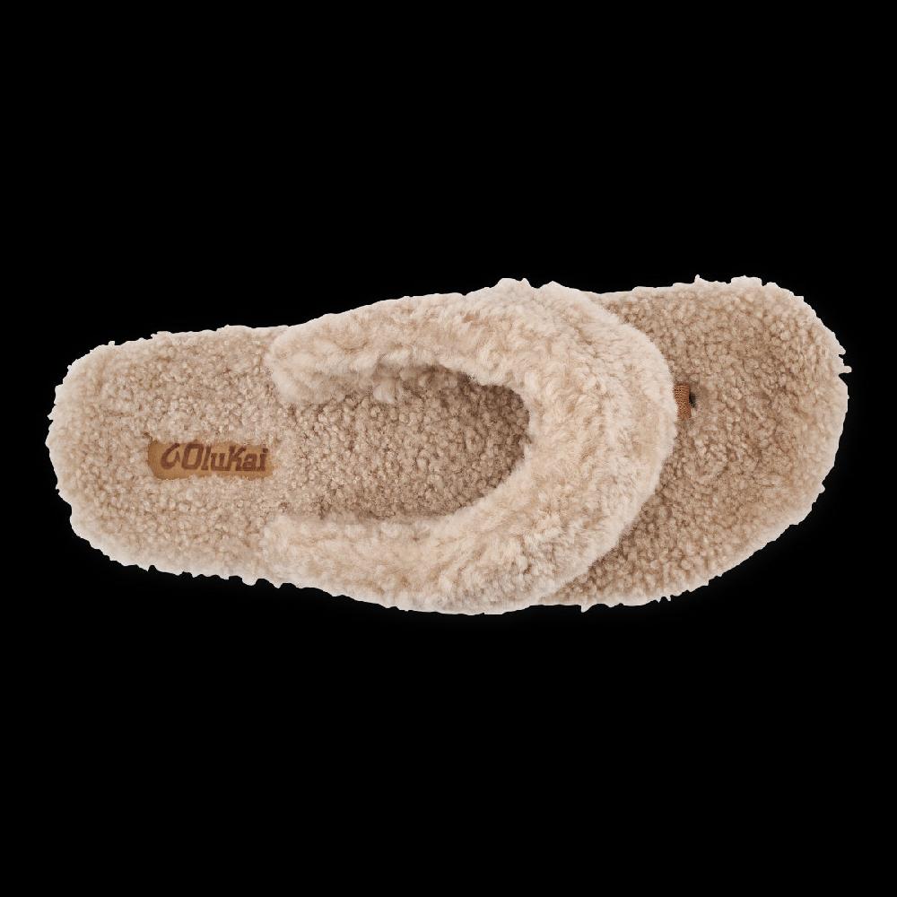 Olukai Tan Kipea Heu Women's Fuzzy Slipper Sandals 20464-34V2